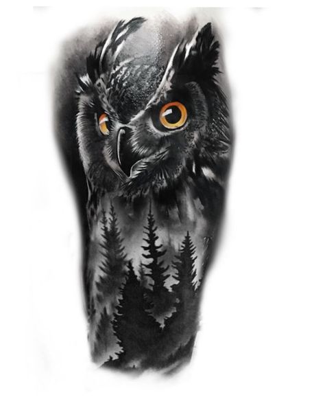 Realistic Owl Tattoo Design, Cover Up Tattoos For Men Arm, Owl Forearm Tattoo, Black Owl Tattoo, Owl Tattoo Ideas, Owl Eye Tattoo, Realistic Owl Tattoo, Tattoos Sketches, Owl Tattoo Sleeve