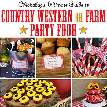 I just love compiling lists of party ideas, so I couldn’t resist making this Ultimate Guide to Country Western or Farm Party Food! I took all of the fun puns and food ideas that my customers have sent me and made them into one handy-dandy list. These ideas ... Farm Party Food, Western Theme Party Food, Western Party Foods, Farm Party Foods, Cowboy Food, Food And Desserts, Wild West Party, Western Birthday Party, Rodeo Party