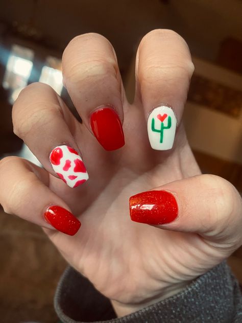 Western Valentines Day Nails, Western Valentine Nails, Western Christmas Nails, Western Nails, Country Nails, Valentines Day Nails, Western Christmas, Nail It, Acrylic Nails Coffin