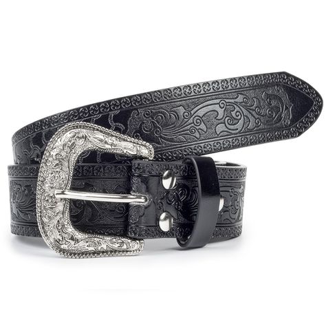 PRICES MAY VARY. Made from high quality leather and alloy material buckle , classic Western-style design. Western-inspired belt featuring embossed pattern . Belt Size: Length 43"/115cm, for 32-37" waist; waist.Wide 1.5 inch. fit for most men and women . Belt Strape Size Approx: 1-1/2"(38mm) wide belt with 7 belt holes or 13 Belt Holes for plenty of room for adjustments to offer maximum comfort.and 1" space between hole and hole . Metal cowboy style design, symbolizing wealth, honor and courage, classic and gorgeous, which is very suitable for everyday wear and shows your charm. Classic Belt with Metal Buckle is suitable to be applied on most daily occasions, including school, office, traveling, camping, performing, parties, music festival, winter, Christmas, New Year, Valentine's Day and m Western Belts For Women, Metal Cowboy, Classic Belt, Cowboy Belt, Women Belt, Embossed Pattern, Boho Party, Vintage Cowboy, Branded Belts