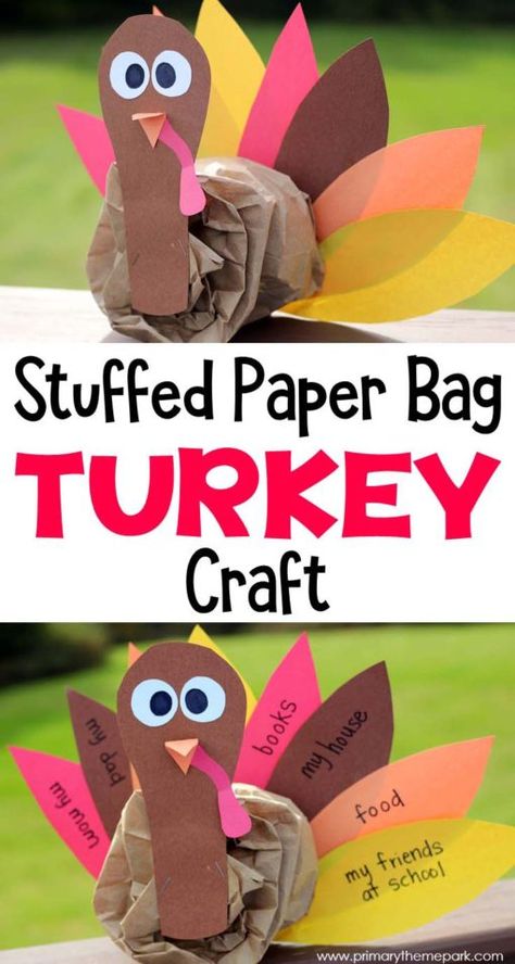 Stuffed Paper Bag Turkey Craft for Kids Stuff Turkey Thanksgiving, Paper Bag Turkey Craft, Paper Bag Turkey, Turkey Craft For Kids, Turkey Crafts Kids, Thanksgiving Crafts For Toddlers, Thanksgiving Crafts Preschool, Thanksgiving Turkey Craft, Paper Bag Crafts