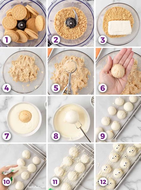 Oreo Cream Cheese Balls, Cream Cheese Balls, Oreo Cream Cheese, Bake Halloween, Oreo Cake Pops, Cake Pop Recipe Easy, Fun Halloween Desserts, Cream Cheese Ball, Candy Eyes