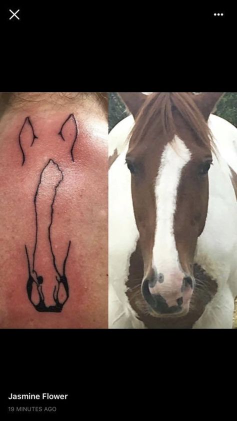 Tattoo Ideas For Horses, Small Horse Tattoo Ideas, Unique Horse Tattoos, Tattoos For Horses, Horse Spine Tattoo, Horse Tattoo Outline, Horse Themed Tattoos, Horse Eye Tattoo, Horse Ear Tattoo