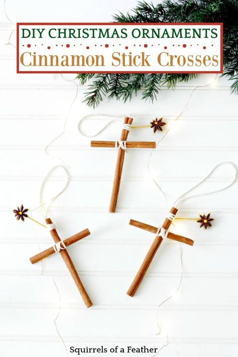 Find out how to make these beautiful homemade Christmas ornaments for your Christmas tree! These easy ornaments are made from cinnamon stick crosses with an anise star and smell totally amazing. It's a fun Christmas craft for kids to do! #diychristmas #christmas #kenarry Christmas Ornaments Homemade Kids, Cinnamon Sticks Ornaments, Cinnamon Sticks Christmas, Anise Star, Homemade Christmas Ornaments Diy, Homemade Christmas Ornaments, Easter Tree Ornaments, Easy Ornaments, Christmas Crafts For Kids To Make