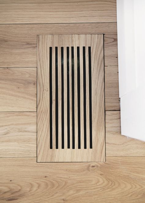 Learn how to easily make your own wood vent covers with this DIY. Plus the best Yoor Air Filters! Floor Vents Ideas, Vent Covers Diy, Floor Register Covers, Floor Vent Covers, Diy Wood Floors, Ceiling Vents, Wall Vents, Floor Vents, Floor Registers