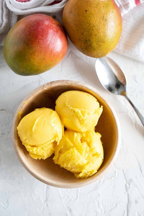 Fresh mangoes and lime juice come together to make a perfectly tropical Mango Sorbet. Frozen Snacks, Lime Sorbet, Sorbet Ice Cream, Mango Ice Cream, Mango Sorbet, Frozen Snack, Character Board, Come Together, Lime Juice