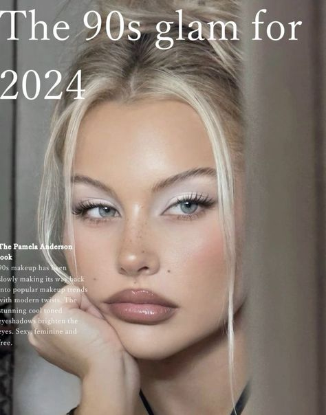 90s Glam. 2024 Trends. Feminine makeup. | #makeup #makeuptutorial #makeupideas #beauty #y2kmakeupideas Frosted 90s Makeup, Makeup Trends For 2024, 90s Runway Makeup, 90s Makeup Aesthetic, Trending Makeup Looks 2024, 90 Makeup Inspiration, Make Up 90s Style, 90s Model Makeup, 90s Bombshell Makeup