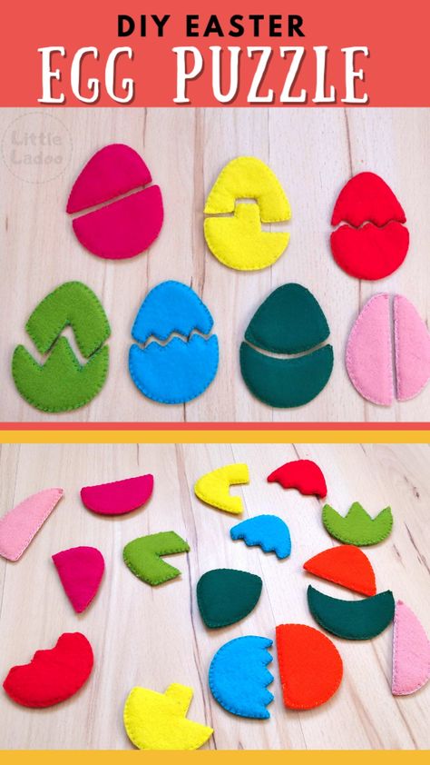 Eggs puzzles made with felt. Colourful DIY egg puzzle for toddlers Felt Crafts For Toddlers, Toddler Felt Activities, Felt Activities For Toddlers, Diy Puzzle For Kids, Toddlers Learning Activities, Diy Toys For Toddlers, Diy Felt Crafts, Felt Activities, Color Activities For Toddlers