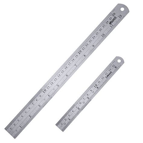 eBoot Stainless Steel Ruler 12 Inch + 6 Inch Metal Rule Kit with Conversion Table Mm Ruler, Ruler Set, Math Materials, Inch Ruler, Conversion Table, Epoxy Resin Wood, Journal Supplies, Straight Edge, Office Products