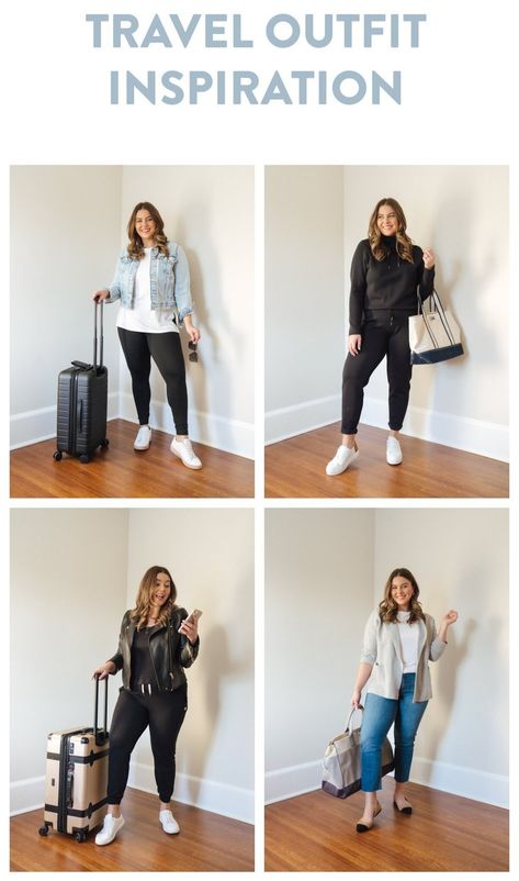 On the road again and wanted to share a few of my go-to formulas when it comes to traveling outfits. For me, it’s essential to be comfortable but also feel polished and put together, so here are four looks that work for any time of the year! The key to any good travel outfit is layering. If you’re worried about being too cold or too warm, be mindful of the weight/fabric of your layers. I previously wrote a blog post on how to style layers here, if interested! Let get into the looks.LAYER UP with Traveling Work Outfits, Travel Layering Outfits, Comfy Sightseeing Outfit, Travel Outfit For Plus Size Women, Casual Outfits For Traveling For Women, Airport Outfit Plus Size Travel, Layered Travel Outfit, Dress Comfortable Casual, Plus Size Traveling Outfits