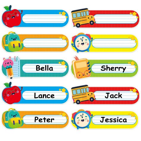 PRICES MAY VARY. 【Student Desk Name Plates】: Package includes 36PCS desk name plates for classroom students desks come in six charming designs,each designs have 6PCS and enough quantity perfect for back to school classroom desk labeling and other usages.These desk name tag stickers not only enhance the classroom ambiance but also serve as an interactive learning tool, fueling students' curiosity and engagement in the learning process. 【High-quality Material】: Student name tags stickers measure 3 Desk Labels For Students, Student Name Plates, Nametags For Kids, Name Tag For School, Student Name Tags, Desk Name Tags, Classroom Desk, School Transition, Classroom Decor High School