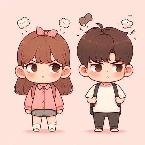 Cute Brother Sister Cartoon Art, Chibi Talking To Each Other, Angry Couple Cartoon, Brother Sister Pfp, Sister Brother Dp, Cute Brother Sister Cartoon, Brother Sister Drawing, Brother Sister Cartoon Art, Brother And Sister Drawing