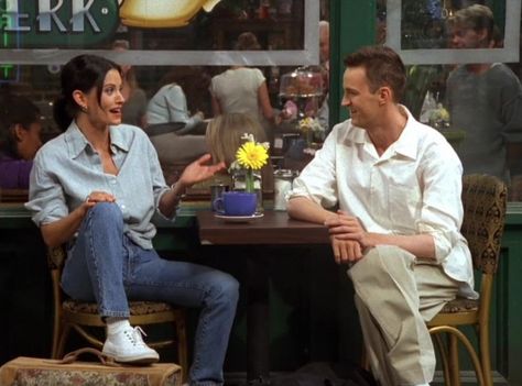 7 Monica Geller Outfits We'd Still Wear Today | The Everygirl Mondler Friends, Monica Outfits, Joey And Rachel, Monica And Chandler, Sleeveless Turtleneck Top, Ross And Rachel, Runaway Bride, Denim Vests, Monica Geller