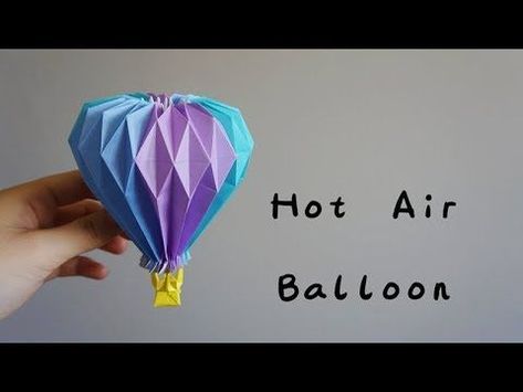 Origami Tutorial: Hot Air Balloon (Yuri & Katrin Shumakov)｜Hello Malinda - YouTube Dragon Origami, Hot Air Balloon Craft, Origami Star Box, Dollar Origami, Origami Ball, Dollar Bill Origami, Origami Decoration, Origami Bookmark, Origami For Beginners