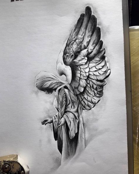 Guardian Angel Tattoo, Side Neck Tattoo, Heaven Tattoos, Kunst Tattoos, Neck Tattoo For Guys, Angel Tattoo Designs, Cat Tattoos, Religious Tattoos, Tiny Tattoo