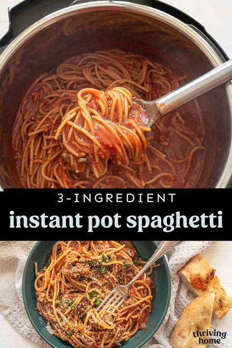 Only a few simple ingredients make up this whole wheat Instant Pot Spaghetti recipe that your family will love. You’ll have a nutritious dinner done in about 15-20 minutes and will only dirty up one pot! You can make it with our optional meat sauce (delicious!) or no meat at all. Easy Instant Pot Spaghetti, Speggetti Recipes, Instant Pot Spaghetti Recipe, Spaghetti With Meat, Instant Pot Spaghetti, Nutritious Dinner, Pasta Marinara, One Pot Spaghetti, Gluten Free Spaghetti