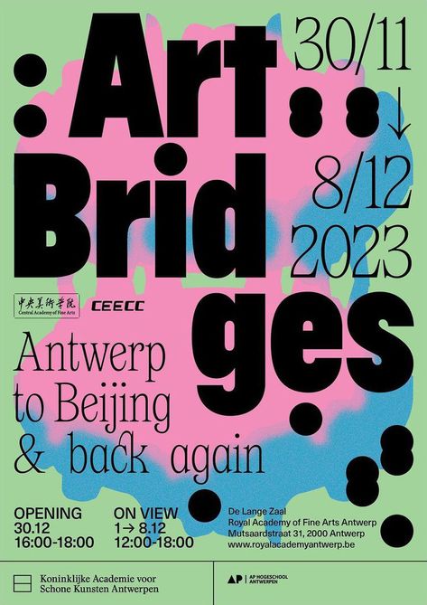 Art Bridges exhibition poster - Fonts In Use 2023 Poster Design, Instagram Poster Design, Instagram Poster, 2023 Poster, Bar Poster, Poster Fonts, Art Exhibition Posters, Event Poster Design, Poster Design Inspiration