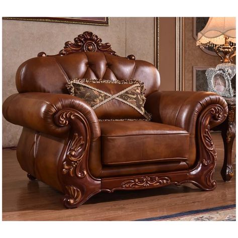 High Quality European Antique Living Room Sofa Furniture Genuine Leather Set Xhs008 - Living Room Sofas - AliExpress Sofa Kulit, Antique Living Room, Furnitur Ruang Keluarga, Set Sofa, Tufted Arm Chair, Oak Chair, Tufted Leather, Leather Accent Chair, Wood Arm Chair