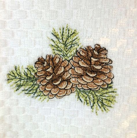 Pinecone Embroidery, Pine Cone Embroidery, Pine Cone Art, Sketches Easy, Star Stitch, Dec 30, Embroidery Inspiration, Pine Cone, Christmas Watercolor