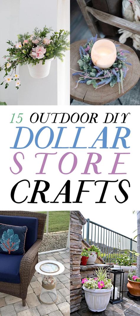 15 Outdoor DIY Dollar Store Crafts - The Cottage Market Dollar Tree Vases, Summer Outdoor Decor, Diy Porch Decor, Dollar Store Diy Projects, Cottage Market, Dollar Store Hacks, Outdoor Crafts, Diy Dollar Tree Decor, Diy Outdoor Decor