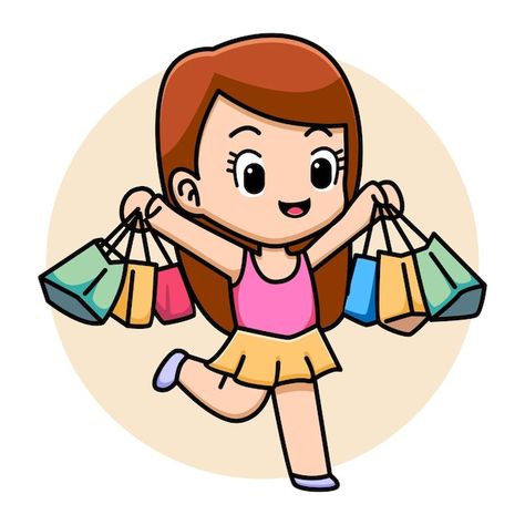 Cute shopping girl cartoon illustration | Premium Vector #Freepik #vector #woman-shopping #woman-shop #fashion-shopping #happy-shopping Logo Design Women, Shopping Pictures, Shopping Online Logo, Boutique Logo Design, Beautiful Logos Design, Online Shop Design, Shop Logo Design, Animal Room, Beautiful Logos