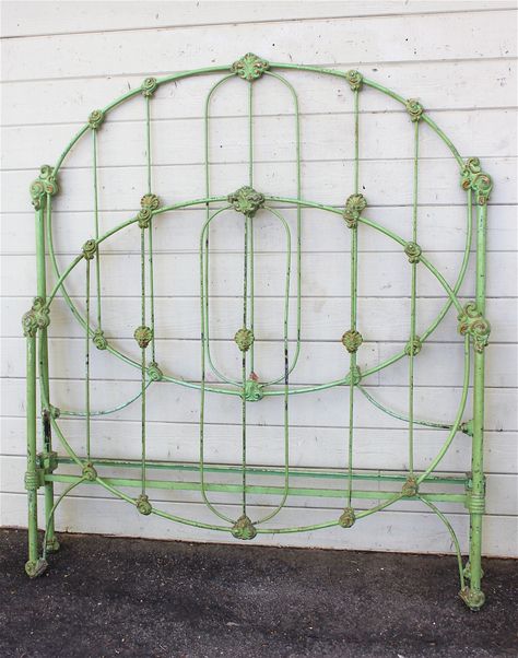 Antique Iron Beds, Cast Iron Beds, Green Bed, Wrought Iron Beds, Iron Beds, Antique Bed, Porch Ceiling, Sleeping Porch, Iron Bed Frame