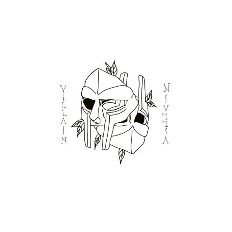 Rap Tatoos Ideas, Quasimoto Tattoos, Mf Doom Tattoo Design, Mf Doom Tattoo Ideas, Rap Tattoo Ideas For Men, Doom Tattoo Design, Mf Doom Mask Tattoo, Mf Doom Sketch, Villian Tattoo Ideas