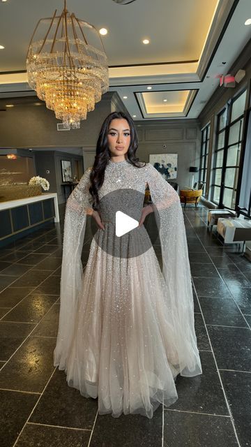 Modest Evening Gowns, Arab Dress, Modest Evening Dress, Long Drapes, Long Cape, Beaded Skirt, Arab Wedding, Drape Sleeves, Muslim Dress