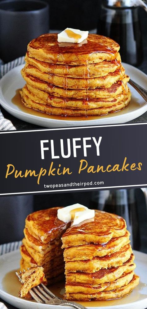 These Fluffy Pumpkin Pancakes Are Sweet, Satisfying, And Easy To Make. Enjoy A Stack For Breakfast, They Are A Fall Favorite! Pumpkin Pancakes Recipe, Fluffy Pumpkin Pancakes, Pumpkin Pancakes Easy, Pumpkin Breakfast Recipes, Yum Breakfast, Pumpkin Pancake Recipe, Pumpkin Breakfast, Pumpkin Recipes Dessert, Pumpkin Pancakes