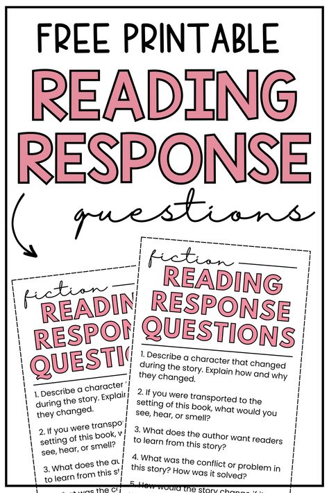 Use these reading response questions with ANY fiction book! The prompts are perfect for class novels, short stories, book clubs, literature circles, and more! Download the FREE printable PDF today! Use the standards-based questions to assess comprehension and promote critical thinking for students in 5th, 6th, 7th, and 8th grade. Focus on all the major story elements. Download the printable PDF today! #freebie #readingstrategy #comprehension #fourthgrade #fifithgrade    via @literacyinfocus Critical Thinking Questions For Reading, Reading Response Questions, 5th Grade Books, Easy Chapter Books, Reading Questions, Book Club Questions, Teaching 6th Grade, Critical Thinking Questions, Teaching Literature