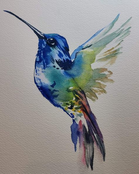 Watercolor Paintings Of Hummingbirds, Hummingbird Art Watercolor, Hummingbird Watercolour, Humming Bird Watercolor, Watercolour Hummingbird Tutorial, Hummingbird Bookmark, Painting Of A Humming Bird, Humming Bird Water Colour, Hummingbird Drawing