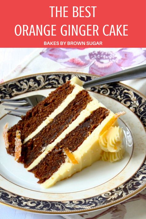 Ginger Desserts, Orange Spice Cake, Cake With Swiss Meringue Buttercream, Orange Dessert, Orange Buttercream, Ginger Molasses, Orange Cake Recipe, Ginger Cake, My Favorite Recipes