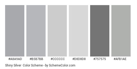 Color scheme palette image Grey Color Pallets, Silver Color Palette, Brand Colour Schemes, Hexadecimal Color, Silver Color Scheme, Grey Palette, Hex Color Palette, Paint Color Inspiration, Color Palette Challenge