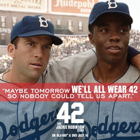 In a game divided by color, he made us see greatness. #Dodgers #JackieRobinson #42Movie 3PeeWeeReese #ChadwichBoseman www.facebook.com/42movie 42 Movie Jackie Robinson, Branch Rickey, 42 Movie, Remember The Titans, Movie Nerd, Maybe Tomorrow, Movies Worth Watching, Pee Wee, Jackie Robinson