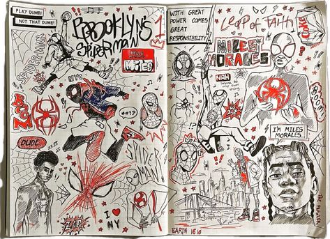 Miles Morales Sketchbook Mile Morales Sketchbook, Miles Morales Sketchbook Ideas, Spiderman Page Sketchbook, Spiderman Scrapbook Ideas, Spider Man Sketchbook Page, Miles Morales Spiderman Sketch, Miles Morales Sketchbook Pages, Spiderman Sketchbook Page, Spider Man Sketchbook