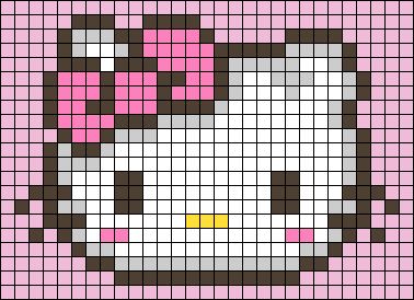 Hello Kitty Grid Crochet, Hello Kitty Pixel Grid, Hello Kitty Grid Pattern, Hello Kitty Bead Pattern, Hello Kitty Pixel Art Grid, Sanrio Grid Pattern, Hello Kitty Friendship Bracelet Pattern, Hello Kitty Grid, Hello Kitty Crochet Graph Patterns