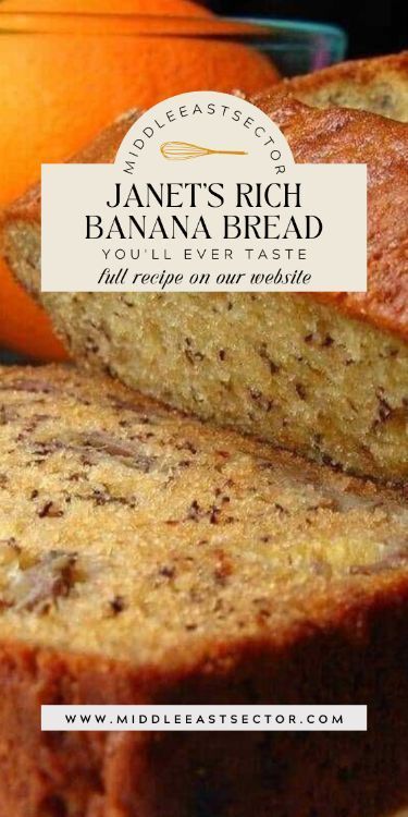 Indulge in the warmth of home-baked goodness with Janet's Rich Banana Bread. This recipe is a treasure trove of flavors, where ripe bananas meet the perfect blend of spices and a touch of Janet's secret ingredient. Elevate your banana bread experience with a slice that's not just moist and flavorful but also a testament to the love and care baked into every bite. Exciting Story: Janet's Rich Banana Bread holds a special place in our hearts, as it's a recipe passed down through generations. Janet, the family matriarch, perfected this banana bread with years of love and a pinch of Janet’s Rich Banana Bread Recipe, Janet Rich Banana Bread, Janet’s Banana Bread, Janet Banana Bread Recipe, Janet's Rich Banana Bread, Janets Rich Banana Bread, Types Of Banana Bread, Taste Of Home Banana Bread, Rich Banana Bread Recipe