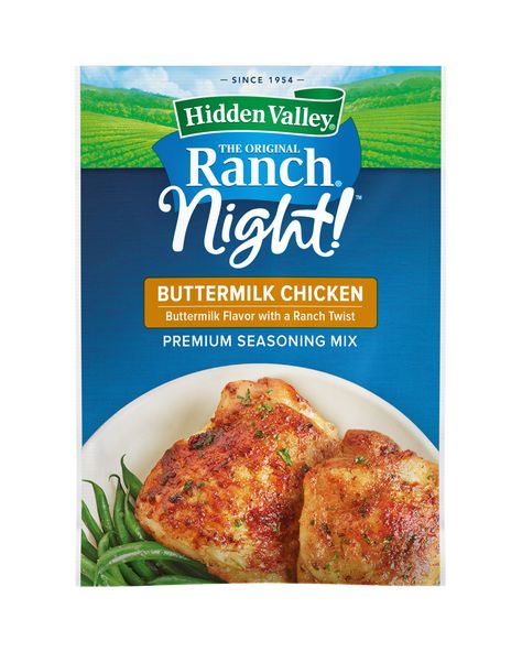 Hidden Valley® Ranch Night™ Buttermilk Chicken Premium Seasoning Mix | Hidden Valley® Ranch Buttermilk Ranch Chicken, Hidden Valley Ranch Packet, Hidden Valley Ranch Recipes, Hidden Valley Recipes, Chicken Seasoning Mix, Ranch Chicken Recipe, Buttermilk Recipe, Ranch Packet, Ranch Chicken Recipes