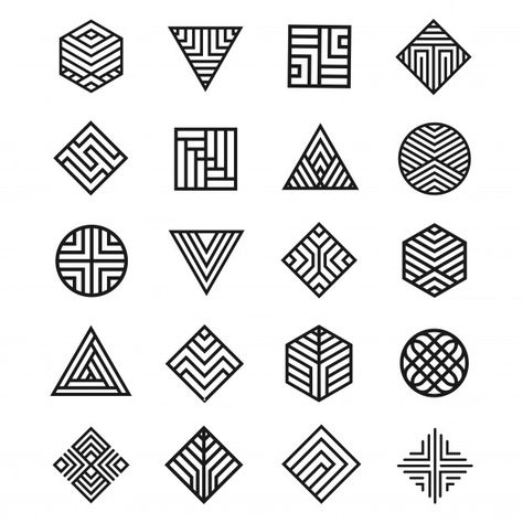 Set of geometry shape icon Premium Vecto... | Premium Vector #Freepik #vector #logo #pattern #frame #vintage Pola Cat Dinding, Shape Icon, Tapete Gold, Geometric Shapes Design, Motif Art Deco, Geometry Shape, Geometric Symbols, Geometric Design Art, Geometric Drawing