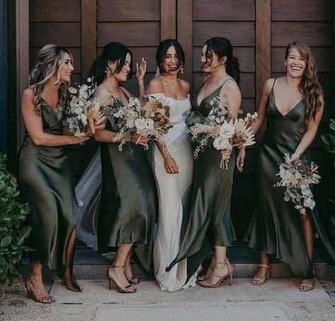 Olive Green Bridesmaid, Mismatched Green Bridesmaid Dresses, Forest Green Bridesmaid Dresses, Olive Bridesmaid Dresses, Olive Green Bridesmaid Dresses, Dark Green Wedding, Olive Green Weddings, Dark Green Bridesmaid Dress, Mermaid Shorts