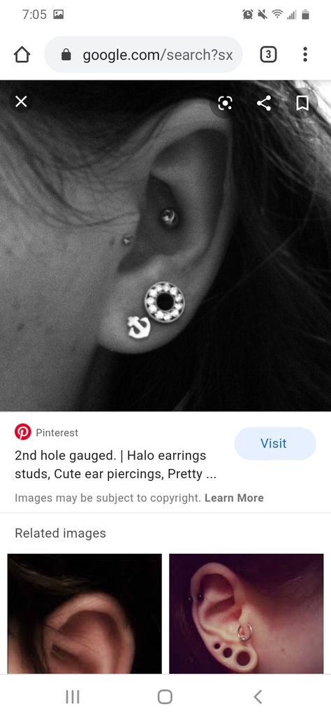 Second piercing gauge Second Ear Hole Gauge, Gauges With Second Piercing, Double Gauged Ears, Small Ear Gauges, Ear Styling, Gauges Piercing, Gauged Ears, Small Gauges, Second Piercing