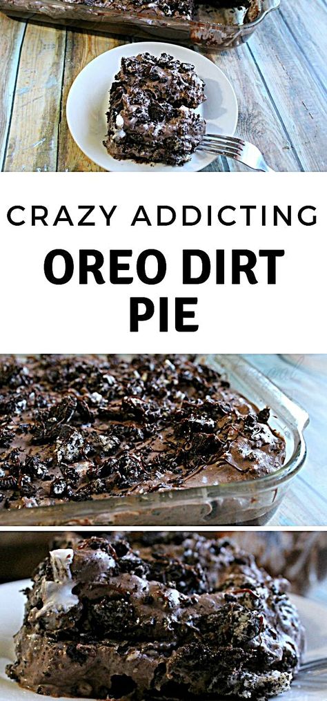 Easy Yummy Summer Desserts, Dirt Pie Recipe Oreo, Oreo Dump Cake Recipes, Oreo Cobbler, Pie Recipes Chocolate, Chocolate Oreo Dessert, Dessert Recipes Oreo, Oreo Mud Pie, Dirt Pie Recipe