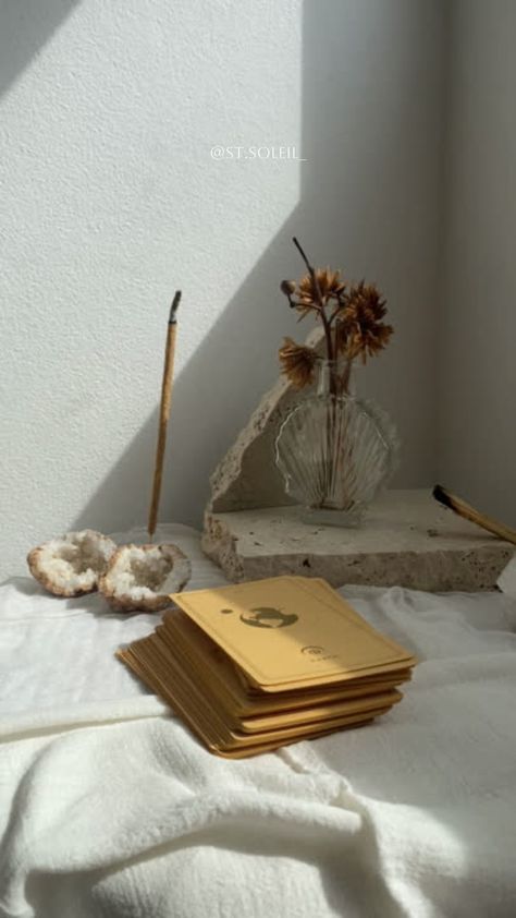 Sacred Moments of Ritual, bathed in Sunlight. Featuring our Honey Gold Edition (Child Of The Universe Oracle) #tarot #oracle #tarotcard #aesthetic Modern Mystic Aesthetic, Oracle Aesthetic, Ritual Aesthetic, Lunar Living, Mystic Aesthetic, Spiritual Aesthetic, Astrology Aesthetic, Tarot Aesthetic, Modern Mystic