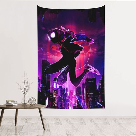 Spider-Man Miles Morales Tapestry Wall Hanging Home Decoration Wall Blanket Dormitory Living Room Bedroom Backdrop Poster( 60x40inch) - Walmart.com Wall Blanket, Spiderman Poster, Tree Of Life Tapestry, Color Wars, Blacklight Tapestry, Blanket On Wall, Spider Man Miles, Spider Man Miles Morales, Small Tapestry