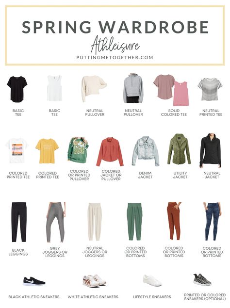 Leisure Capsule Wardrobe, Spring 2024 Athleisure, Athleisure Spring Outfits 2024, Athleisure Wardrobe Capsule, Casual Spring Capsule Wardrobe 2024, Cute Athleisure Outfits Spring, Casual Travel Capsule Wardrobe, Athleisure Capsule Wardrobe 2024, Sporty Capsule Wardrobe