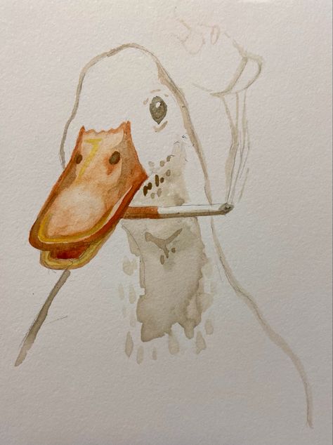 Funny Animal Watercolor Paintings, Sketchbook Art Inspiration Animals, Watercolor Art Animals Easy, Edgy Watercolor Paintings, Easy Animal Paintings For Beginners, Watercolour Animals Easy, Funny Watercolor Paintings, Watercolor Art Cute, Watercolor Duck