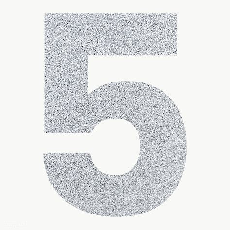 5 Typography, Number Topper, Cake Number, Body Tutorial, Silver Numbers, Number 5, Transparent Png, Silver Glitter, Free Image