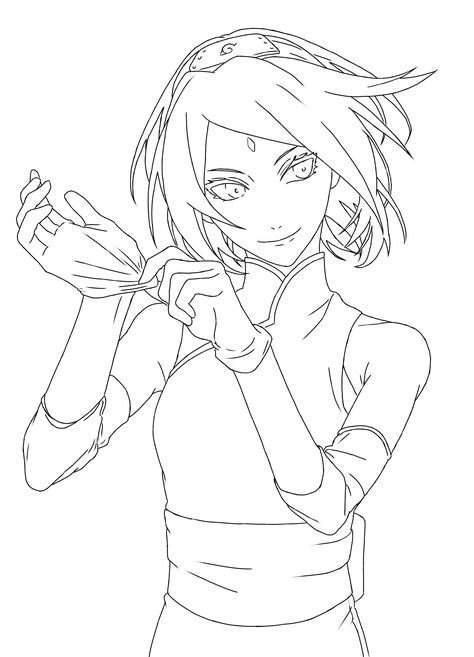 Sakura Haruno Sketch Drawing, Sakura Haruno Drawing Pencil, Sakura Haruno Sketch, Sakura Haruno Drawing, Anime Lineart Simple, Sakura Sketch, Sakura Drawing, Manga Coloring Pages, Sakura Manga