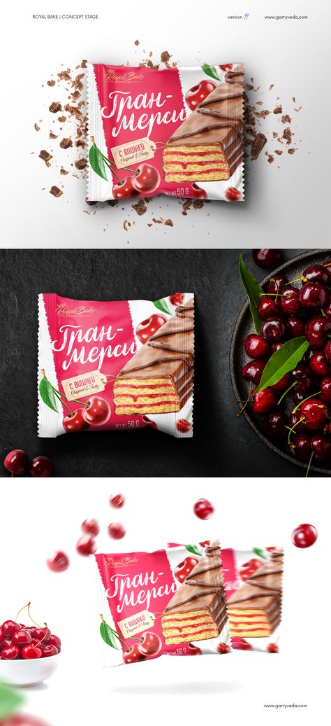 Cherry Packaging Design, Cake Label Design, Cherry Packaging, Cake Package Design, Cake Packaging Design, Design Kemasan, Cake Gel, Snack Packaging, Cake Packaging