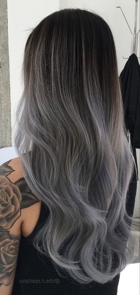 Silver Ombre Hair, Ombre Hair Color Ideas, Grey Ombre Hair, Brown Ombre Hair, Ash Hair Color, Silver Ombre, Silver Hair Color, Hair Color For Women, Grey Hair Color